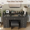 thumbnail image 5 of Vanity Desk Without Mirror, Makeup Vanity with 11 Drawers and Charging Station, White Vanity with Storage for Bedroom, Home Office Computer Desk for Bedroom, Black, 5 of 7