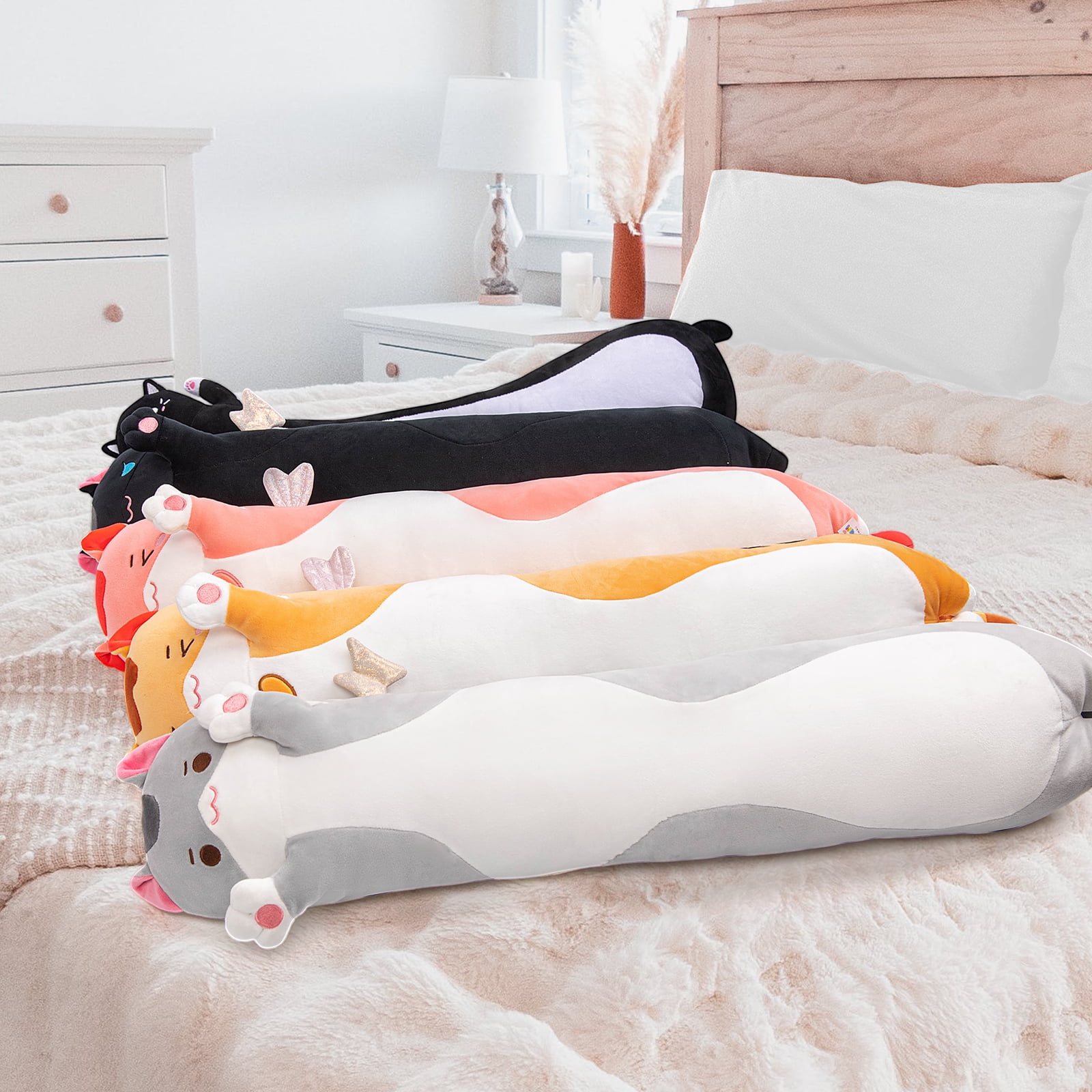 Mewaii Long Cat Plush Body Pillow, 36" Cute Cotton Cat Stuffed Animals Throw Pillow Gift for
