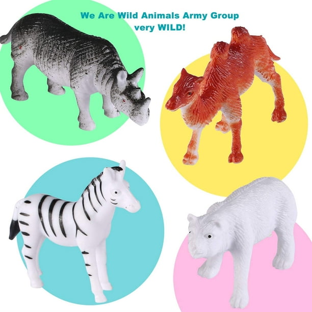 SIENON 12pcs Safari Animals Figure Toys with Flash Cards, 3.5” Realistic  Wild Zoo Animals Figurines Plastic Jungle Animals with Elephant Lion  Giraffe