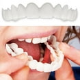 Comfortable Silicone+Plastic Upper Lower False Teeth Veneers Fake Tooth