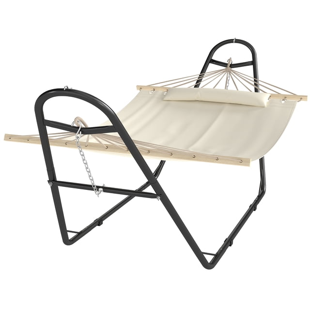 Outsunny Hamac avec Support, Oreiller Détachable, Capacité de 264 Lb, Crème