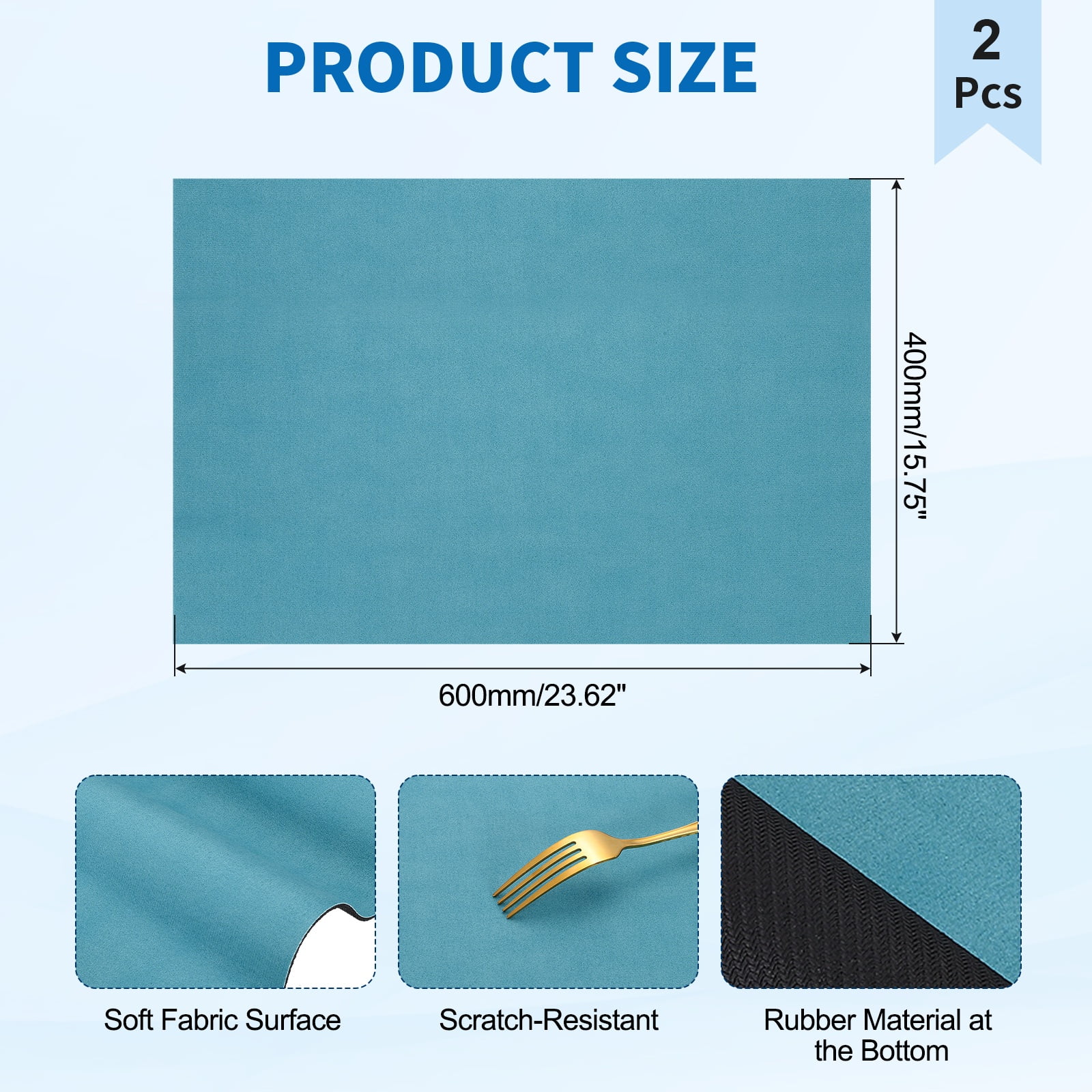 Washer and Dryer Top Protector Mat 24" x 16", 2Pack - Non-Slip, Quick Drying Rubber Washing Machine Top Cover Pad for Home Kitchen Laundry Room, Blue