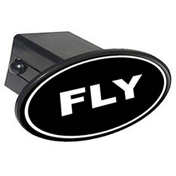 Fly Euro Oval White On Black, Flying 2" Oval Tow Trailer Hitch Cover Plug Insert