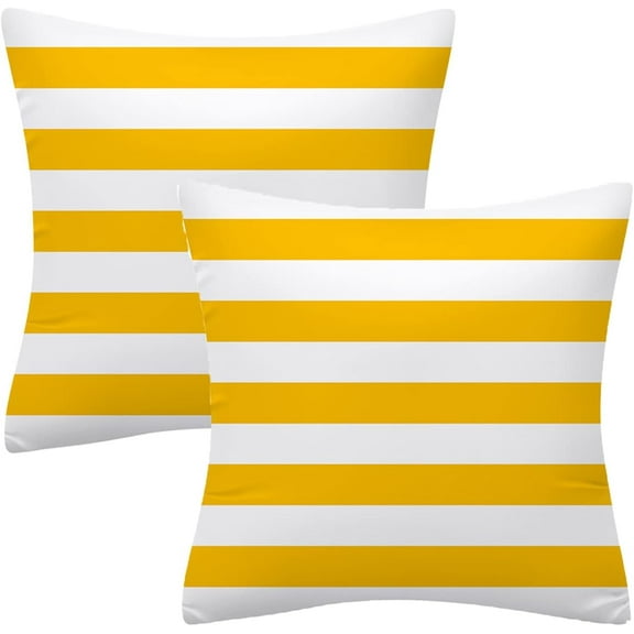 DizeyBoyo Decorative Outdoor Throw Pillow Cover Set Home Decoration Yellow Chevron Stripe Toss Throw Pillow Case for Sofa 18" x 18",Set of 2