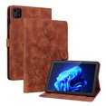 thumbnail image 2 of FJLBDE Case for Itel Pad 1 10.1 inch, Embossed Flower PU Leather Flip Wallet Folio Stand Cover, Brown, 2 of 7