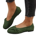 thumbnail image 2 of Domzle Women's Flats Shoes Faux Suede Round Toe Ballet Dressy Flats Comfortable Slip On Walking Shoes Green, 2 of 7