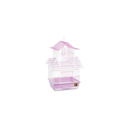 HomeStock Rustic Retreat Bird Cage with Natural Wood Accents Durable Metal Construction Spacious Interior and Comfortable Features for Birds -Color:Pink