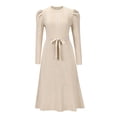 thumbnail image 4 of CEHVOM Robe Tricotée Unie pour Femmes Manches Longues Robe Décontractée Robe Longue, 4 of 8