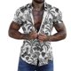 thumbnail image 1 of Camisas Vaqueras Para Hombre Manga Corta Casual Hombres Solapa Solapa Cocotero Estampado Manga Corta Puños Botón Puerto Estilo Floral Camisa Playa Hawaiianss Verano Top (Grey, XXL), 1 of 4