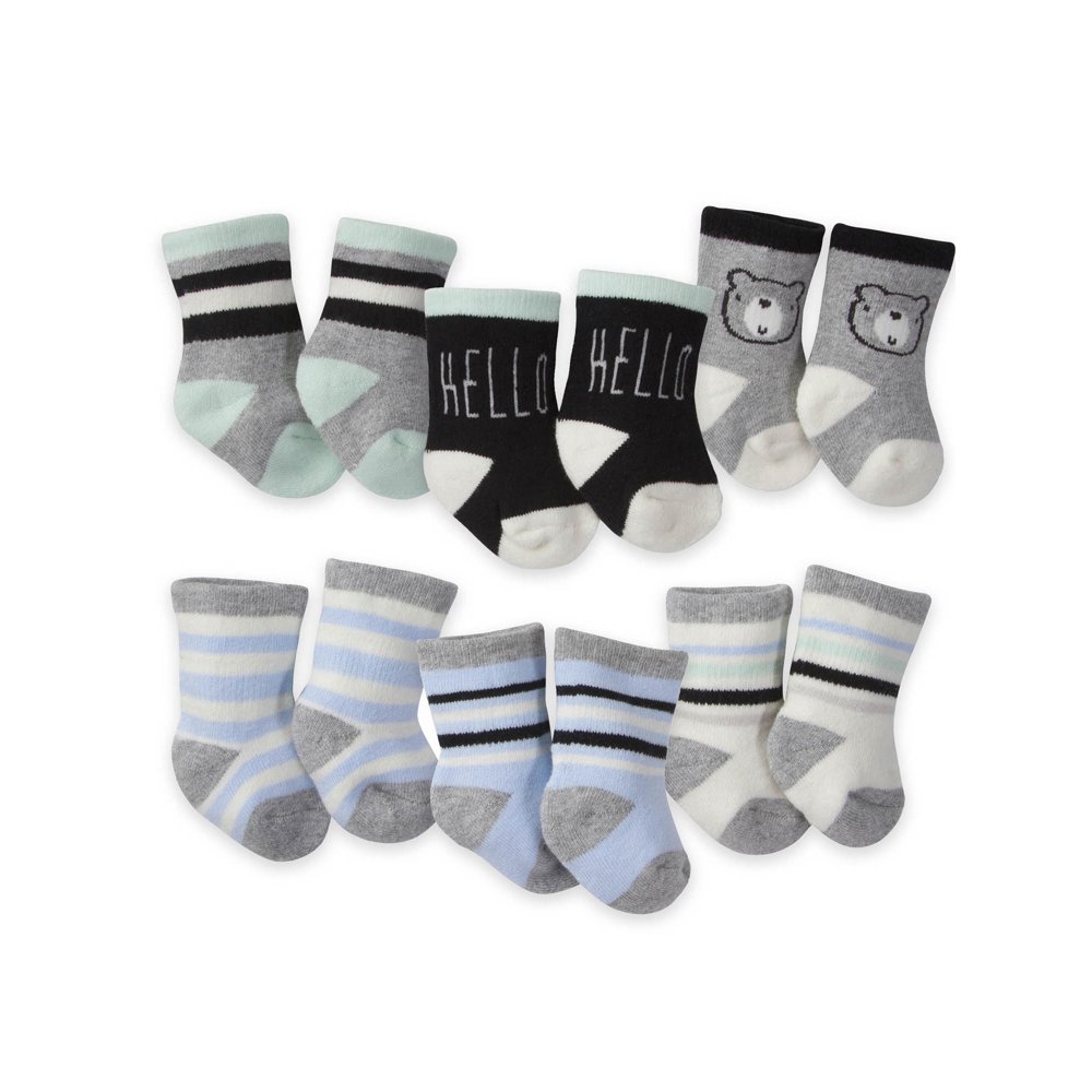 Gerber Gerber Baby Boys Wiggle Proof Terry Crew Socks, 6Pack