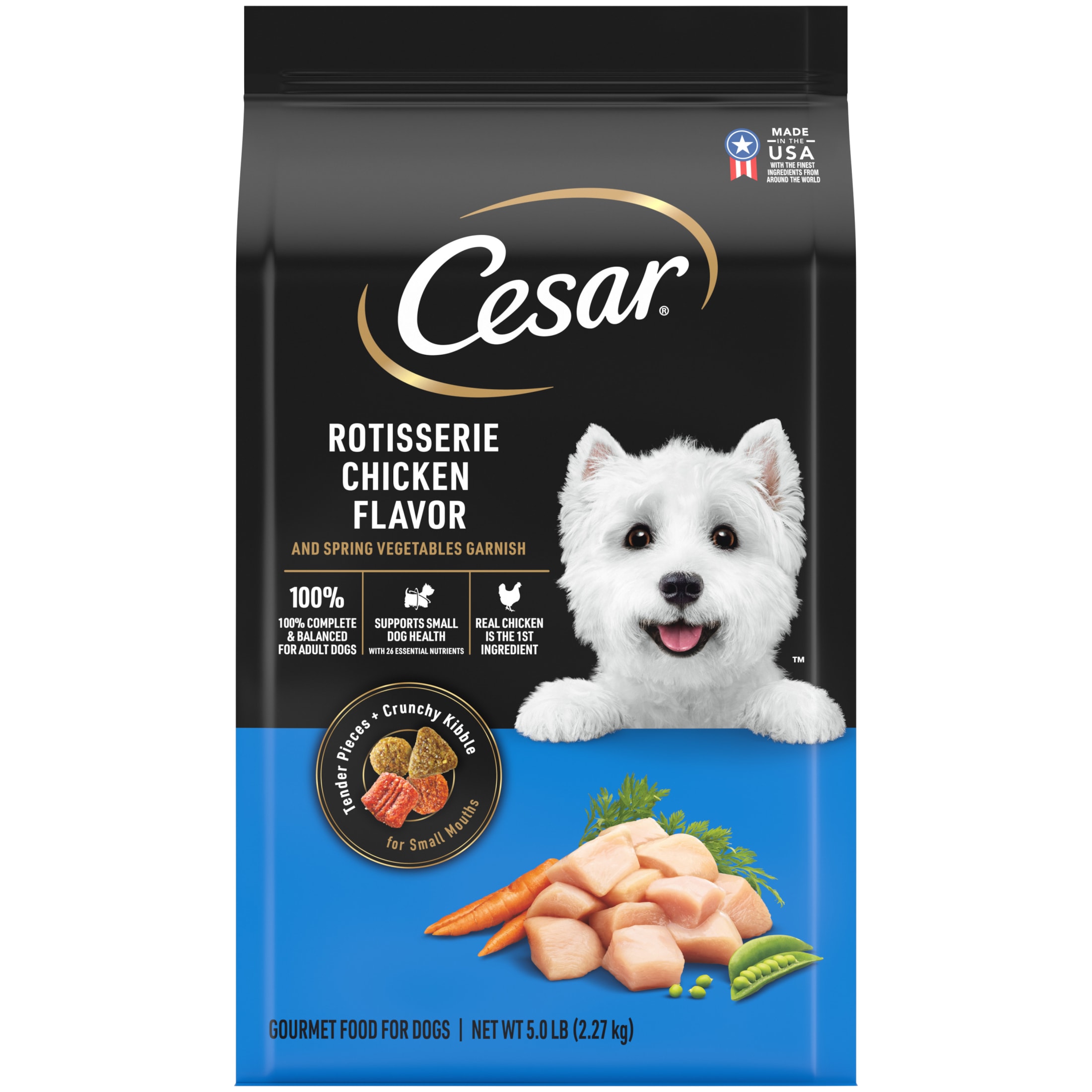 Cesar Small Breed Rotisserie Chicken And Spring Vegetables Dry Dog Food Adult, 5 Lb. Bag