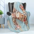 thumbnail image 4 of Letter N Soft Flannel Fleece Throw Blanket, Oceanic Invertebrates Alphabet ABC Marine Shells and Starfishes, Cozy Plush for Indoor and Outdoor Use, 70" x 90", Dark Coral Pale Blue, by Ambesonne, 4 of 5