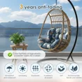 thumbnail image 3 of TOPCHANCES Egg Chair Cushion Only, Water-Resistant Outdoor Rocking Chair Cushion, Thick Papasan Seat Cushion with Ties for Patio, Porch, Balcony, Garden (Leaves), 3 of 9