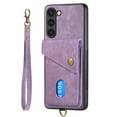 thumbnail image 5 of Nalacover for Samsung A34 5G, Slim Case Wallet with Credit Card Holder, Back Flip Premium Leather Magnetic Clasp Kickstand Wirst Hand Strap Shockproof Cover, Purple, 5 of 7