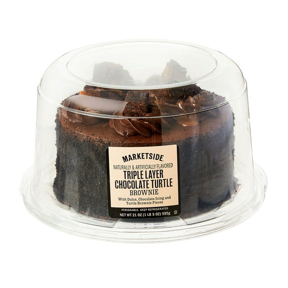 Marketside Triple Layer Chocolate Turtle Brownie Cake, 21 oz, 4.5-Inch Round (Refrigerated)