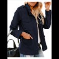 thumbnail image 1 of Chaqueta Utilitaria de Otoño para Mujer: Cuello Alto, Color Liso, Corte Holgado, de Cremallera y Múltiples Bolsillos Azul Oscuro S, 1 of 8
