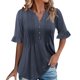 thumbnail image 1 of Eres Más Que una Camisa de Puntuación de Prueba Sexy de Manga Corta Lentejuelas Suelta Camisa de Blusa con Cuello en V, Poliéster, 1 of 9