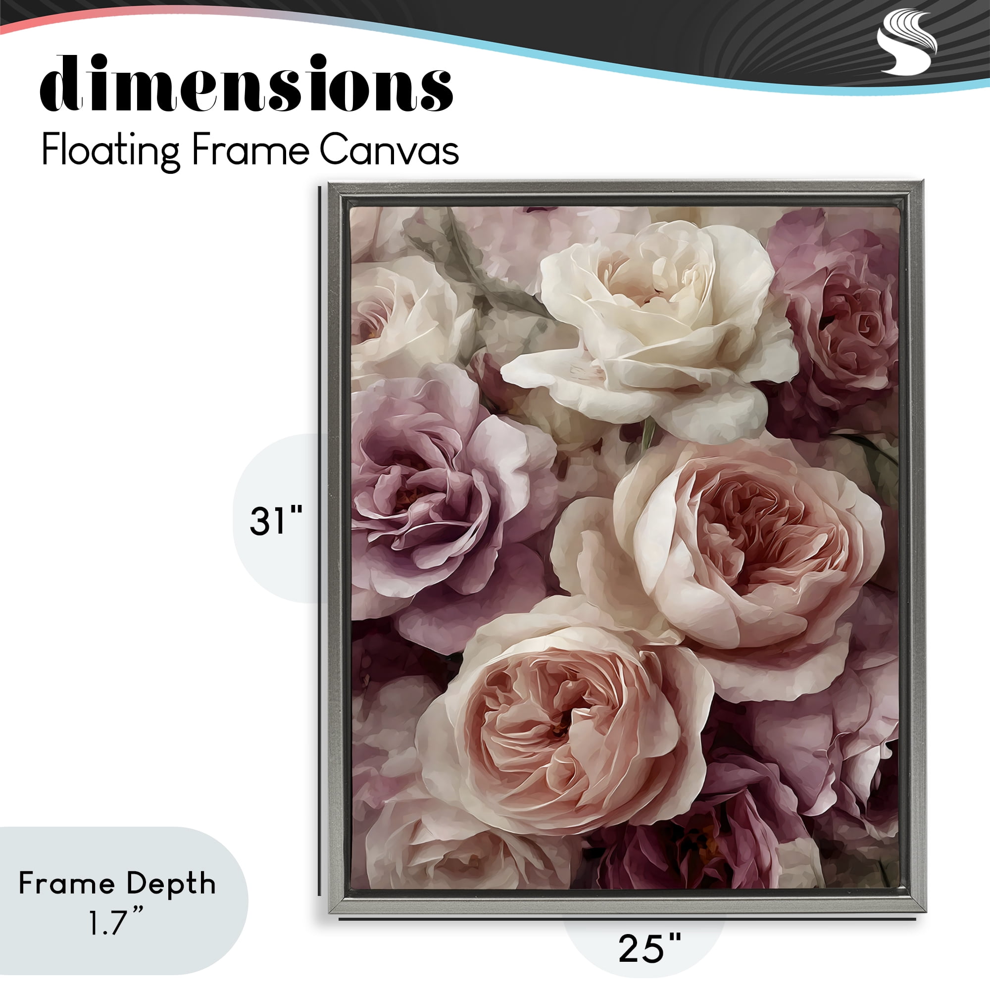 Stupell Industries Sweet Roses in Blush Pink Gray Framed Floater Canvas Wall Art, design by Franklyn Gregory