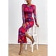 thumbnail image 5 of Vestido PRETTYGARDEN Maxi de Manga Larga con Estampado Floral en Azul Marino y Rojo, 5 of 8