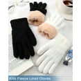 thumbnail image 4 of 2 Pairs Kids Fleece Lined Gloves Winter Thick Warm Thermal Cable Knit Gloves for 6-10 Years Boys Girls, 4 of 6