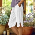 thumbnail image 2 of TAGOLD Womens Half Shorts Pants Solid Color Breathable Button Summer Casual Knee Length Shorts, 2 of 5