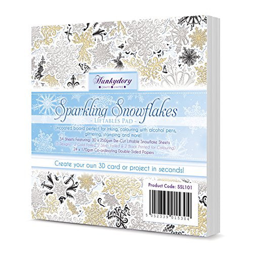 Hunkydory Crafts 24 Sheets 220gsm MARVELLOUS MIRRI PADS Sparkling Snowflakes 018 