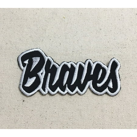 Atlanta Braves Applique - Braves - Black/White - Team Mascot - Words/Names - Iron on Applique/Embroidered Patch
