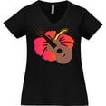 thumbnail image 3 of Inktastic Ukulele Hawaiian Music Women's Plus Size V-Neck T-Shirt, 3 of 5