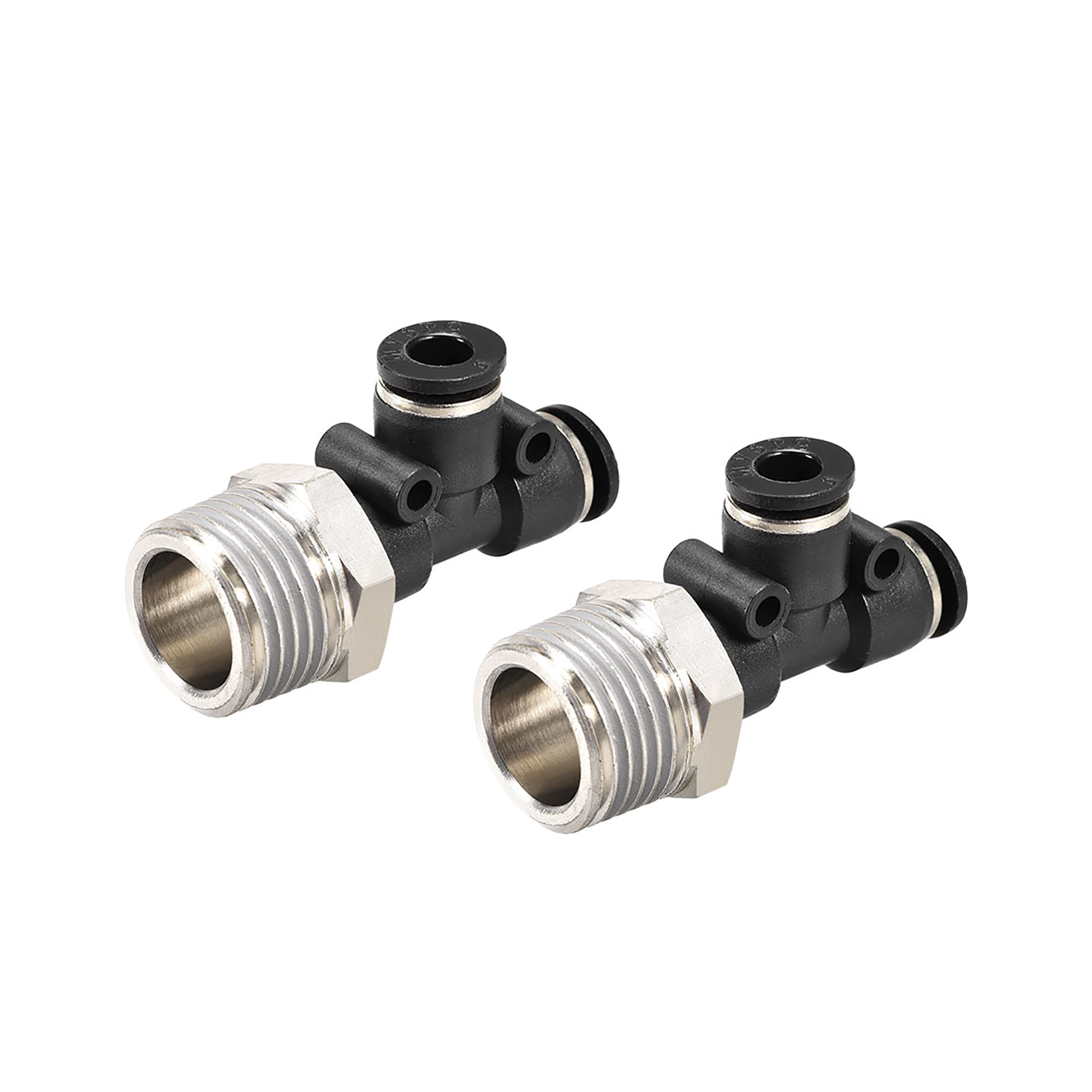 Plastic Tee Push To Connect Tube Fittings,6mmx 1/2NPT Male Thread Push