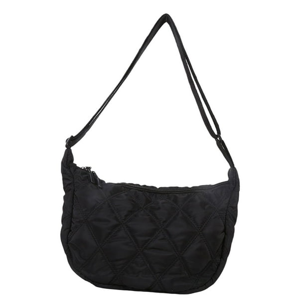 Bolso bandolera de mujer, de tela Oxford, para el trabajo, las compras, la playa o para llevar debajo. Negro