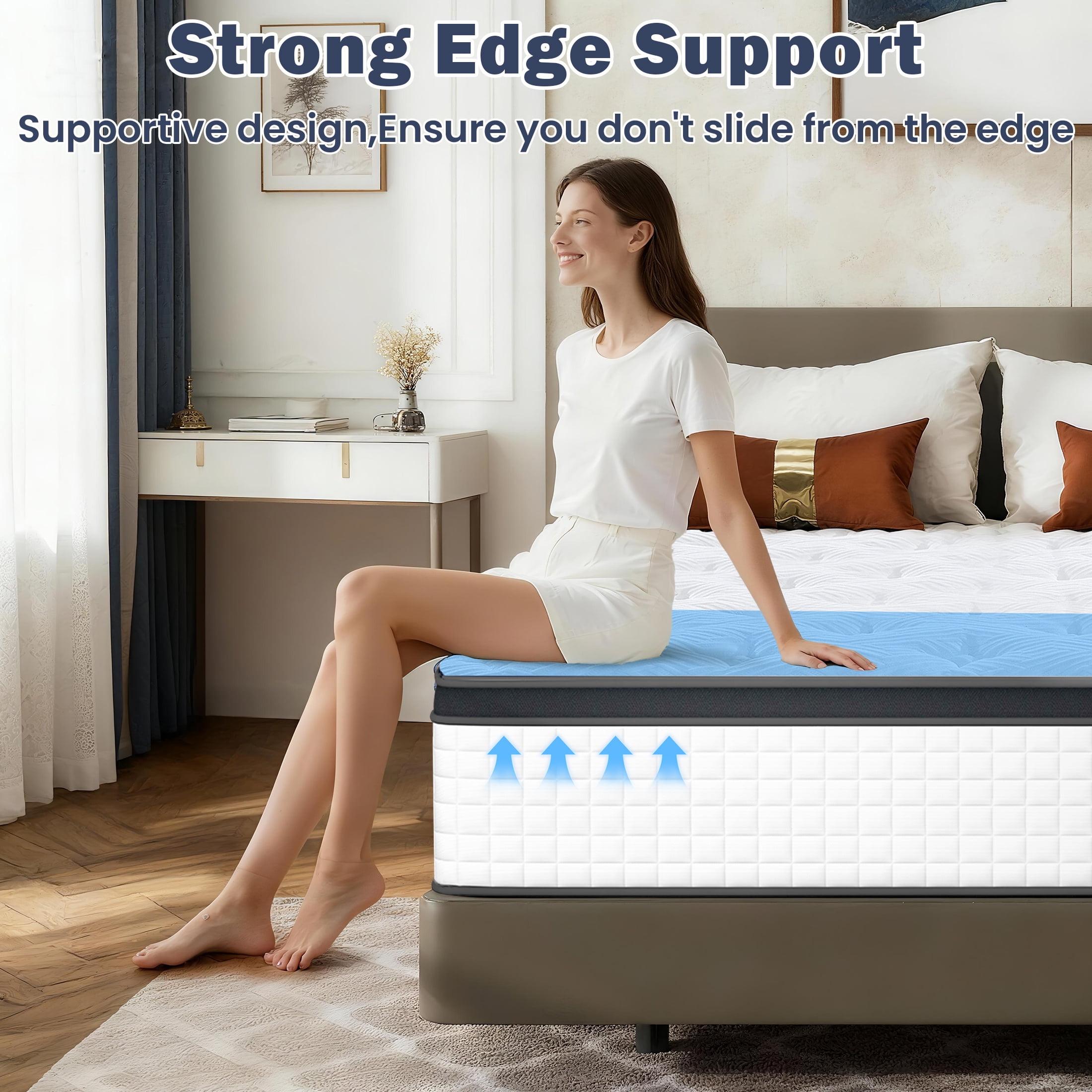HSUNNS 10" Full Size Mattress with Breathable Fabric, 7-Zoned Cool Memory Foam Mattress for Sleep Support and Pressure Relief, Medium Firm Mattress
