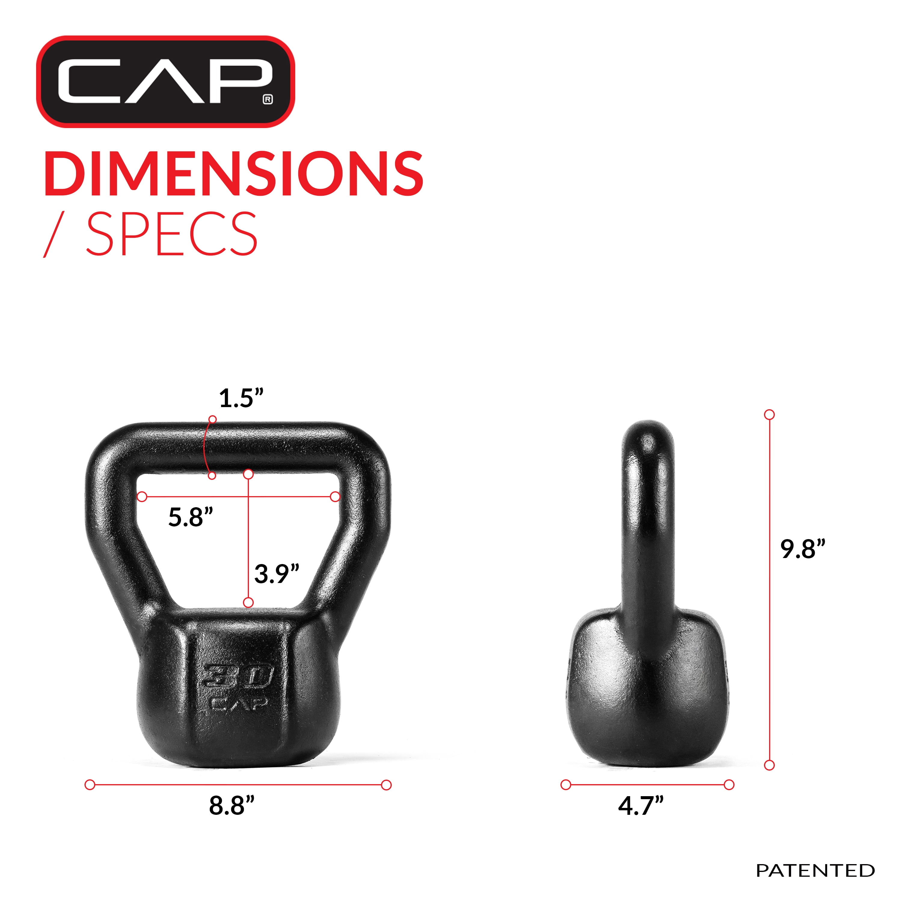 CAP Barbell Cast Iron Kettlebell, Home Gym Strength Training Weight, 30 lb