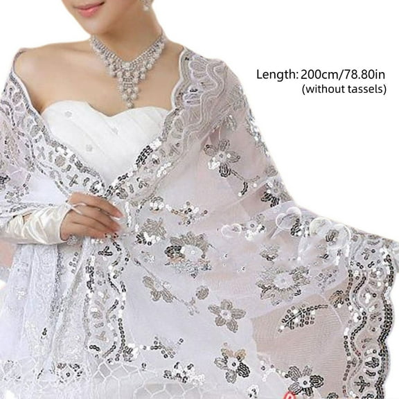 Yoetaun New Bride Wedding Dress Women Cheongsam Shawl White Lace Embroidered Sequins White