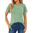 thumbnail image 1 of UVN Blusas para Mujer de Manga Corta Tops de Encaje Verano Casual Cuello Redondo Camisas Plisadas, 1 of 9