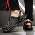thumbnail image 2 of Wide Toe Box Clogs for Men Breathable Non Slip Platform Sandals Hollow Out Slip On Lightweight Slide Walking Shoes Black Size 9, 2 of 4