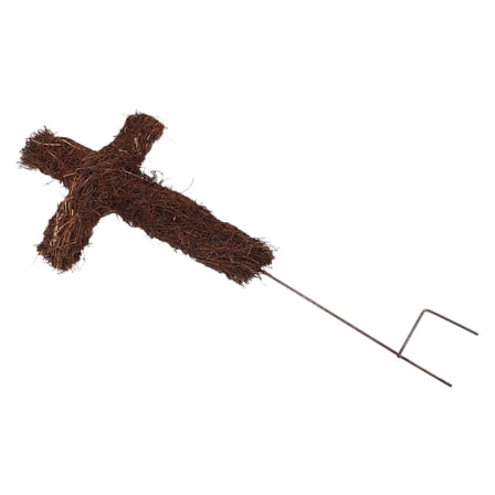 Raindrops Rattan Cross Garden Stake Dark Brown Woven Rustic Outdoor Cross Decoration