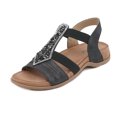 thumbnail image 1 of Sandalias planas de estilo bohemio para mujer, con puntera abierta, decoración de diamantes de imitación, sandalias con correa en el tobillo para una apariencia elegante., 1 of 4