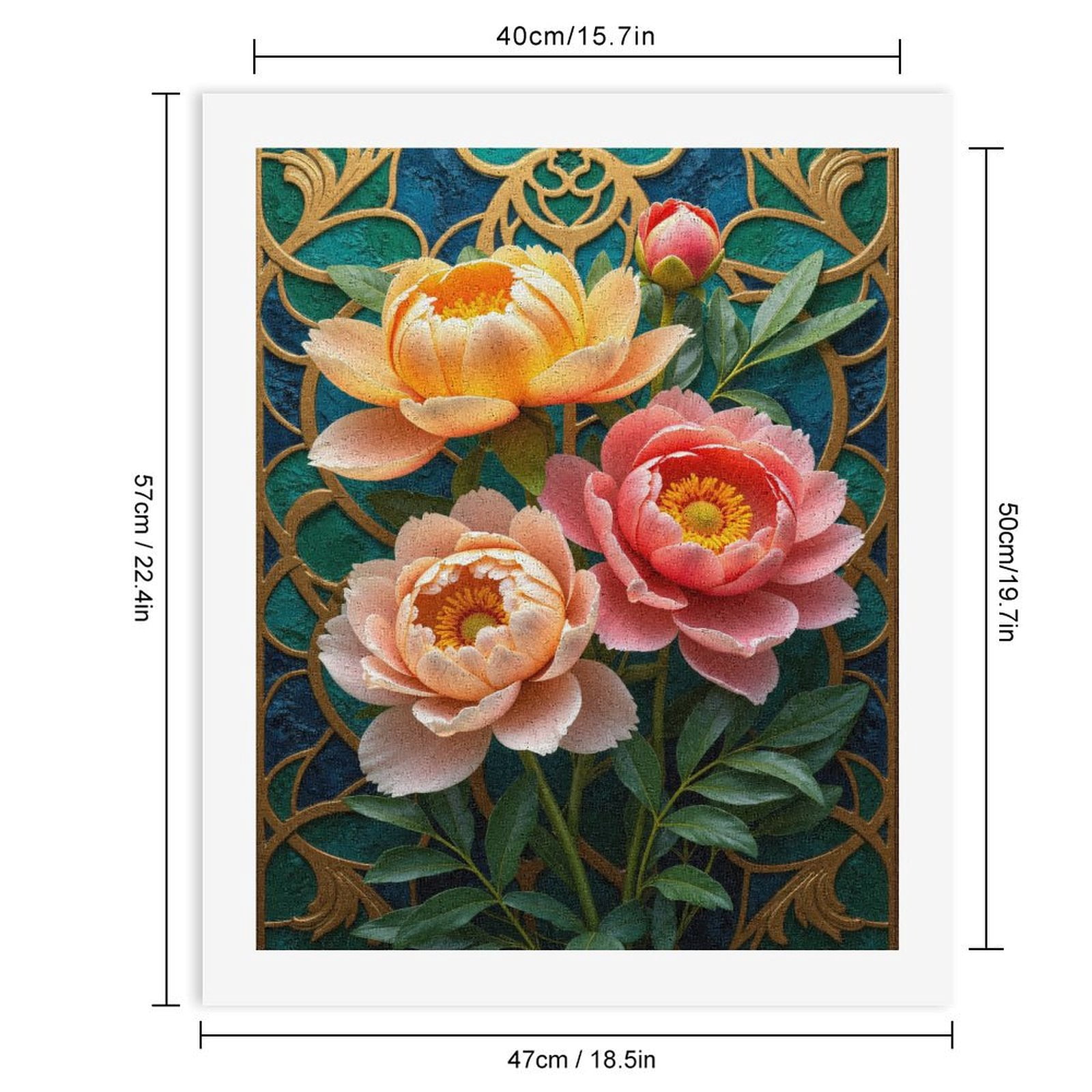 Paint By Numbers Kit for Adults Beginner - DIY Ornate Floral Design Blossoms Art Canvas Painting Kits for Adults, Frameless Paint By Number for Adults for Home Wall Decor 16x20 Inch