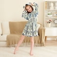 thumbnail image 3 of FORMRS Niños Bathrobe Unisex Hooded Robe Soft Plush Pajamas Sleepwear, Size 2-3T, Blue Floral Pattern, 3 of 7
