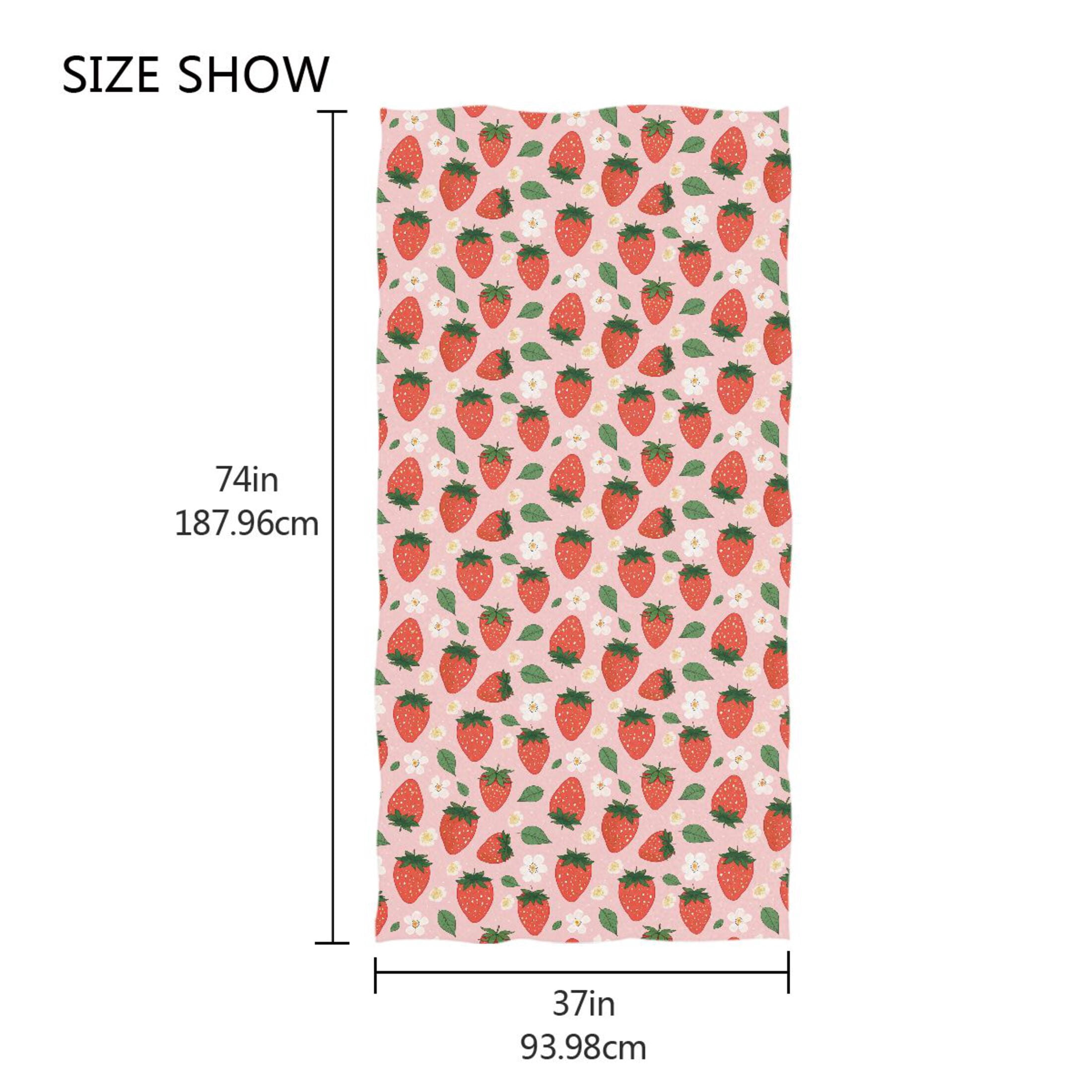 Oversized Beach Towel Extra Large Absorbent Microfiber Bath Towels Soft Quick Drying Strawberry Leaves Fower 74"x37"