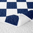 thumbnail image 5 of Manfei Checkered Art Twin Quilt Set,Geometric Plaid Twin Coverlet Set,Navy White,2-Piece,1 Bedspread and 1 Pillowcase, 5 of 7