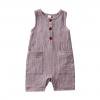 Summer Rompers For Girls Solid Color Sleeveless Breathable Casual Onesie Jumpsuits With Pockets Outfits Purple Soft Newborn Clothes