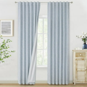 Home Chambray Blue Full Blackout Curtains 84 inch for Bedroom Living Room Darkening Soundproof Window Panels Thermal Insulated Rod Pocket Back Tab Grayish Blue Drapes 2 Panels 50" Wx84 L