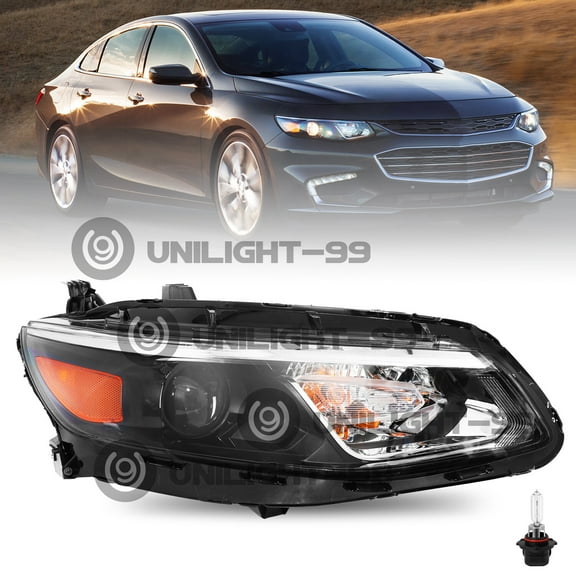 Halogen Headlights For 2016-2018 Chevy Malibu Right Passenger RH W/bulbs 16-18