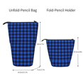thumbnail image 2 of Lsque Buffalo Plaid Blue Black Pattern Telescopic Pencil Bag Pen Holder Stationery Case, Stand-up Retractable Transformer Bag Organizer, 2 of 6