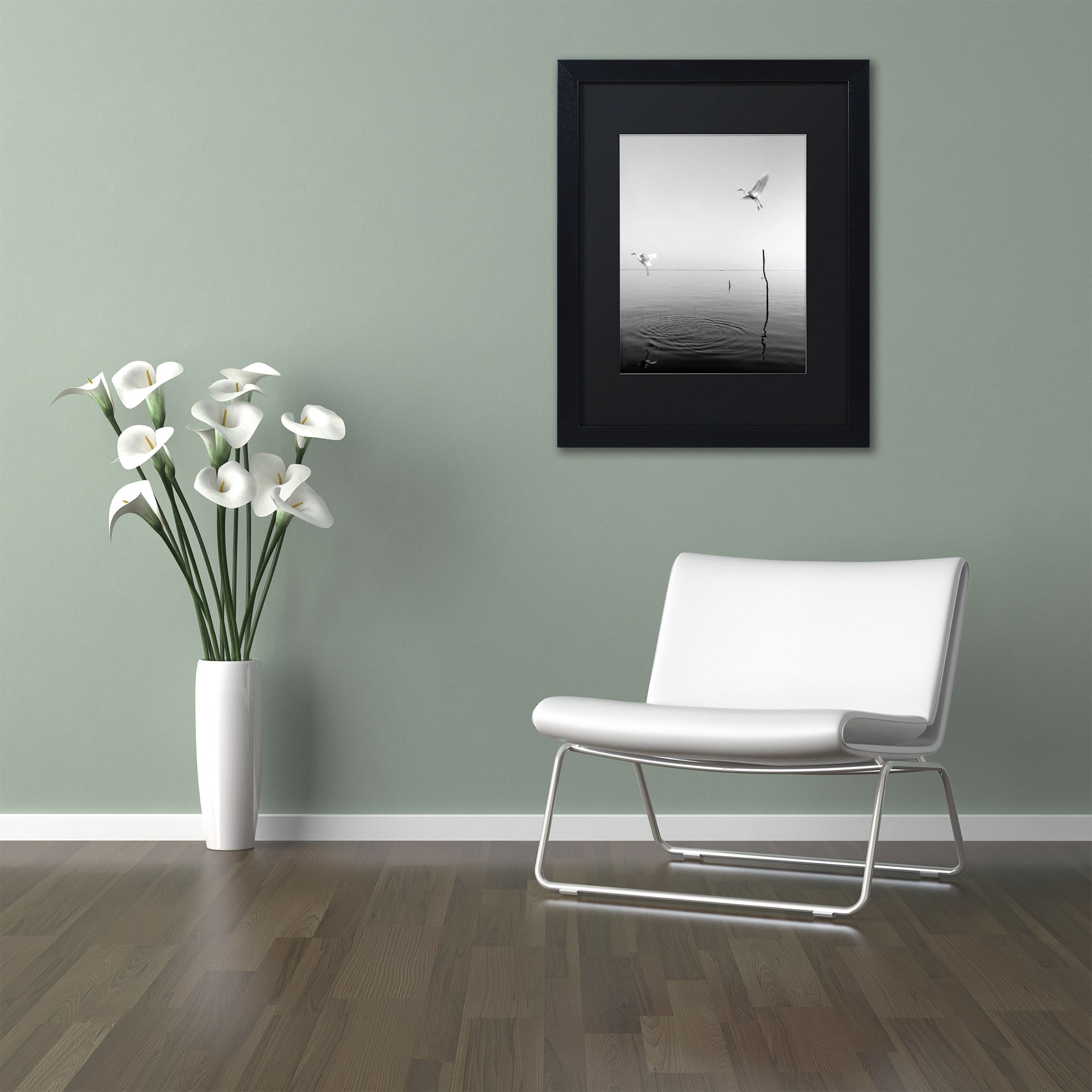 Trademark Fine Art "Flying" Canvas Art by Moises Levy Black Matte, Black Frame