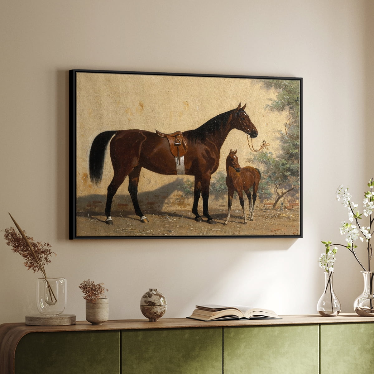 Vintage Animal Print-XLV By Wexford Home Framed in Black Wood Gallery Wrapped Canvas 17 in. x 25 in.