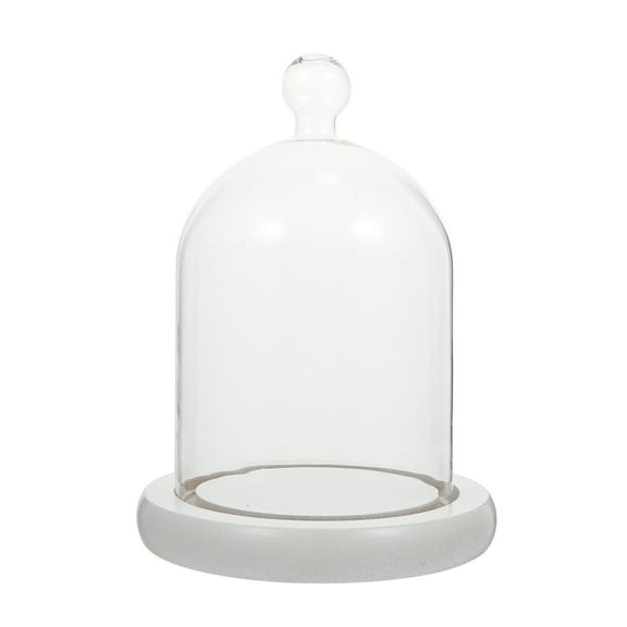 TUIBELYN VOSAREA Glass Cloche Bell Jar with Wood Base for Plants and Decor