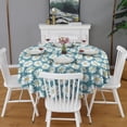 thumbnail image 2 of Blue Daisy Flower Floral Pattern Round Tablecloth 60"x60",Wrinkle Wipeable Table Cloth for Kitchen Dining Room Picnic Patio Party, 2 of 6