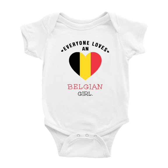 Everyone Loves an Belgian Girl Cute Baby Bodysuit Romper (White, 12-18 Months)
